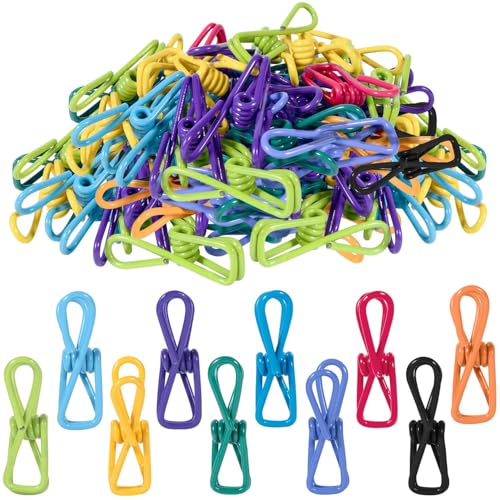 50 Pcs Colorful Bag Clips 2.2 Inch Steel Clothespins for Food, Laundry, Kitchen & Office Use