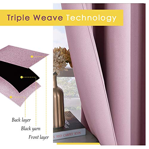 NICETOWN Blackout Curtains 34"W x 70"L, Thermal Insulated Drapes, Baby Pink