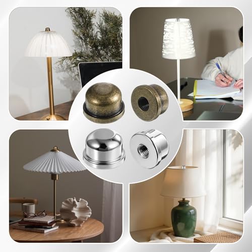 4 Pcs Lamp Finials - Bronze & Silver Replacement Parts