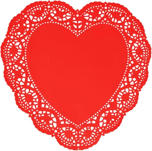 10-Inch Heart Doilies - 25 Pcs Red Valentine Craft Set
