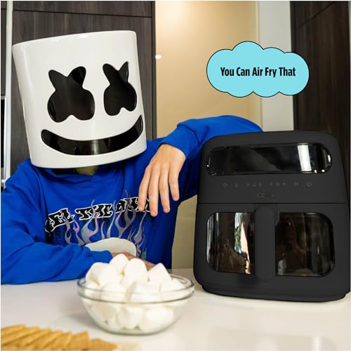 CRUX x Marshmello 8.0 QT Digital Air Fryer with TurboCrisp Technology, Touch Screen Temperature Control, Timer and Auto Shut-off, Fully Programmable, Silicone Liner Included, Black