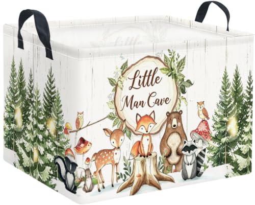 Woodland Animals Storage Basket - Waterproof & Collapsible 15x10x9 in