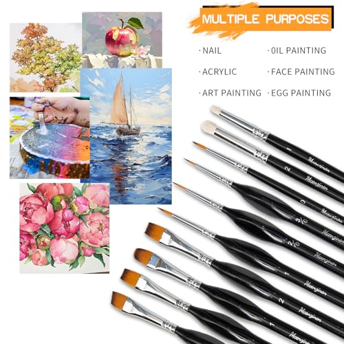 10-Piece Detail Paint Brush Set with Ergonomic Triangular Grip