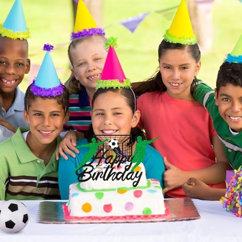 Hooqict Soccer Happy Birthday Cake Topper Glitter Decorations - Kids, Men, Boys Party Supplies