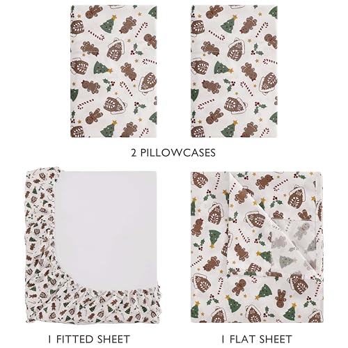 Gingerbread King Sheet Set - 4-Piece Microfiber Holiday Bedding with Deep Pockets
