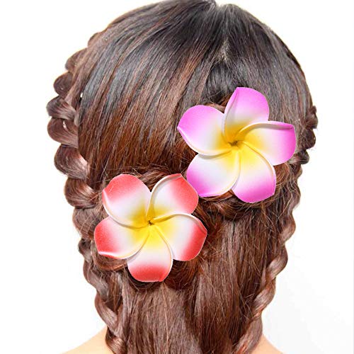 CBLUO Hawaiian Flower Hair Clips 16-Pack Plumeria Barrettes