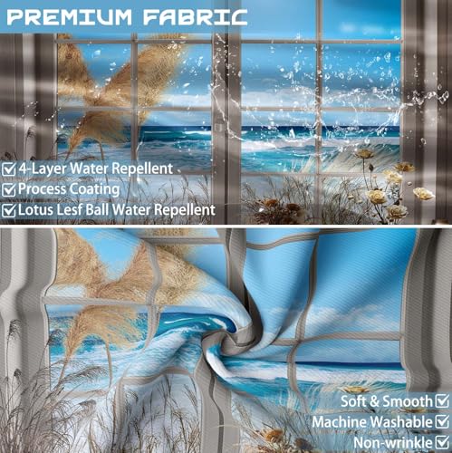 Beach Coastal Ocean Shower Curtain 70"W x 78"L - Yieldeer