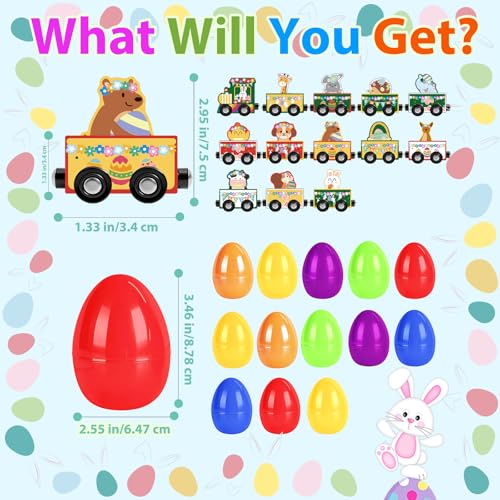 Magnetic Wooden Easter Train Toy for Toddlers - Green Animal & Egg Design