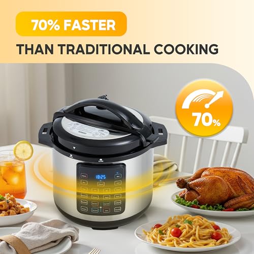 HealSmart Multi Rice Cooker 28 Cups Cooked, Non-Stick 16-in-1 Stainless Steel Electric Pressure Cooker for Yogurt Maker, Slow Cooker, Cake, Multigrain, 8QT