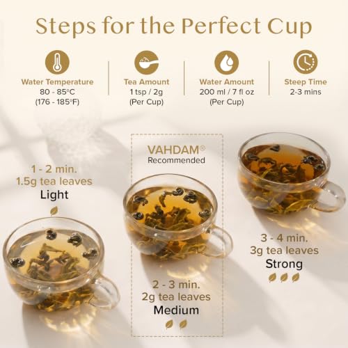 VAHDAM Earl Grey Citrus Green Tea, Loose Leaf, 3.53 oz, 50+ Cups