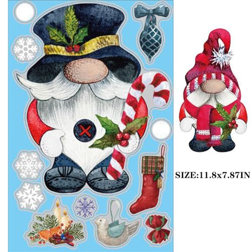 Christmas Window Clings Snowflake Santa Gnome Reindeer Set - 4 Variations