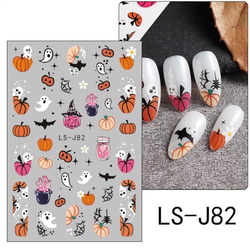 Halloween Nail Art Stickers 12 Sheets 3D Self-Adhesive Decals