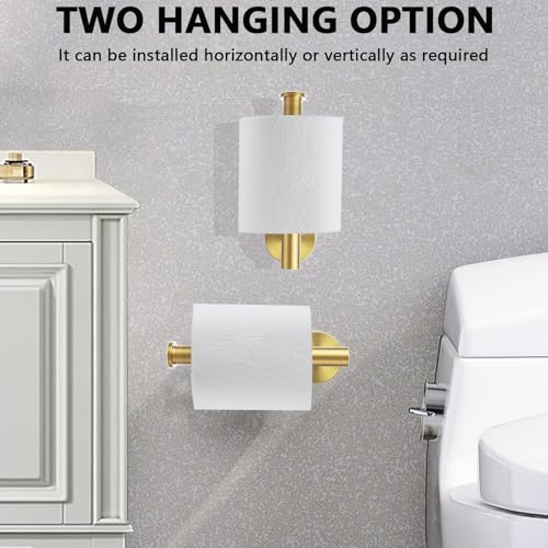 WOOPHEN Toilet Paper Holder, 6-Inch Modern Stainless Steel Roll Dispenser - Gold