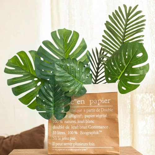 50pcs Green Artificial Tropical Palm Leaves for Party Decor