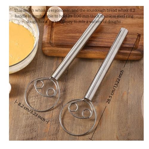 Danish Dough Whisk - 11.2" Stainless Steel Bread Mixer Tool