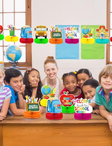 Back to School Honeycomb Centerpieces - 9 Pcs Classroom Party Decorations