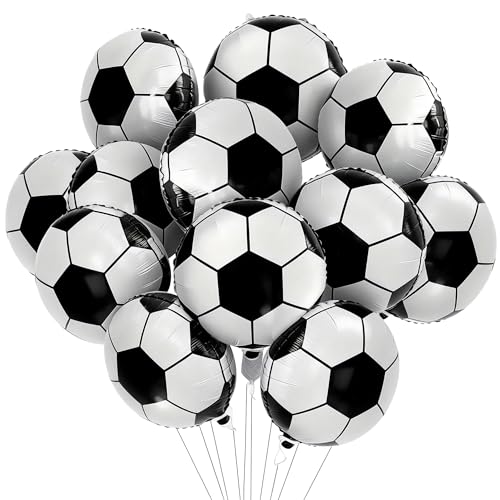 12PCS Soccer Balloons - 18 Inch Foil Balloons for Party Decor