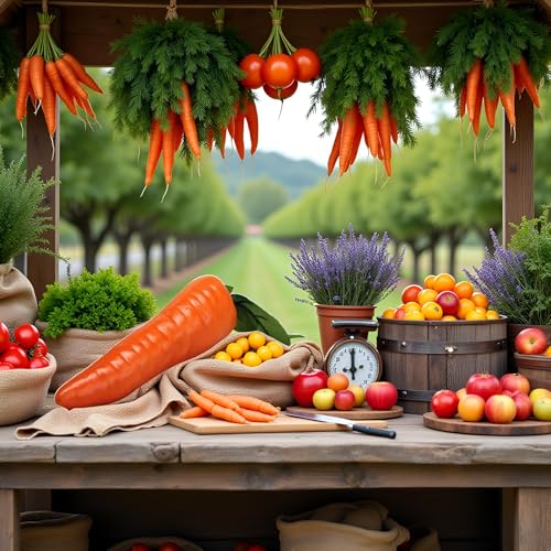 Realistic Orange Plastic Carrot - Reusable Home Decor (5.9in)