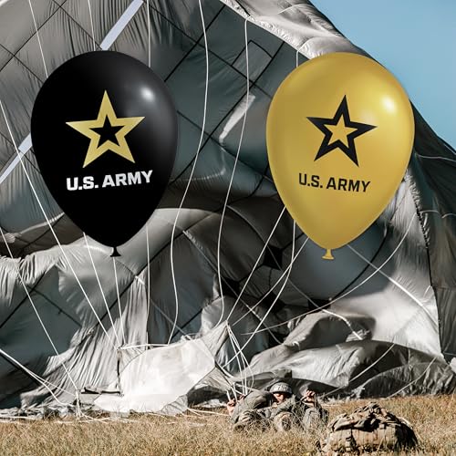 U.S. Army Balloons - 10-Pack Black & Gold Latex Party Decor