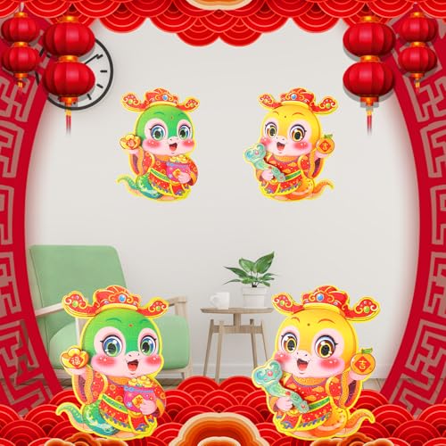 Chinese New Year Door Stickers 2025 - 3D Zodiac Snake Decor