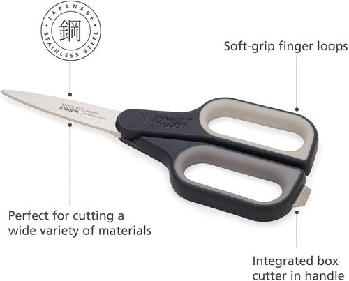 Joseph Joseph PlusCut Kitchen Scissors - All-Purpose Design with Box Cutter & Soft-Grip Handles