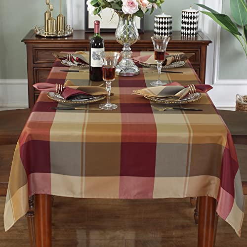 Rectangular Tablecloth 52 x 70 Inch - Red Checkered Fabric, Heavy Duty