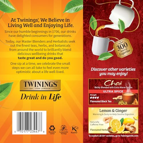 Twinings Chai Black Tea Bags, 100 Count - Richly Spiced & Caffeinated