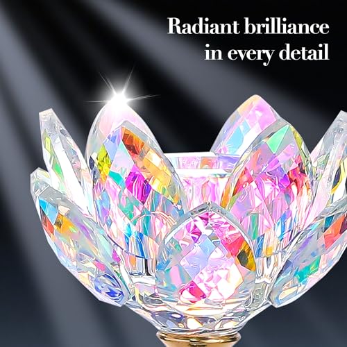 3pcs Crystal Lotus Flower Taper Candle Holders - 8.66" Elegant Centerpiece