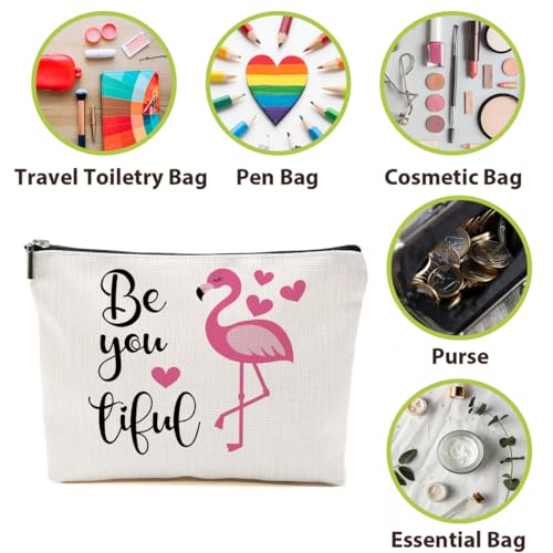 Pink Flamingo Makeup Bag Large Capacity Travel Cosmetic Toiletry Pouch