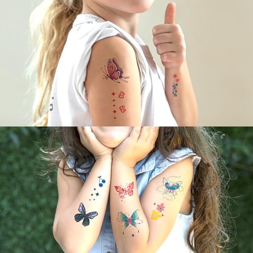 Butterfly Temporary Tattoos - 24 Sheets Watercolor Fake Tattoos