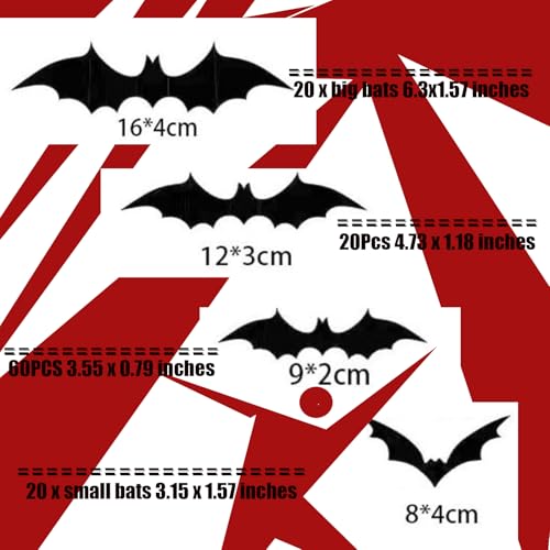 120 Pcs 3D Bat Wall Decor - Halloween Decorations for Indoor Use