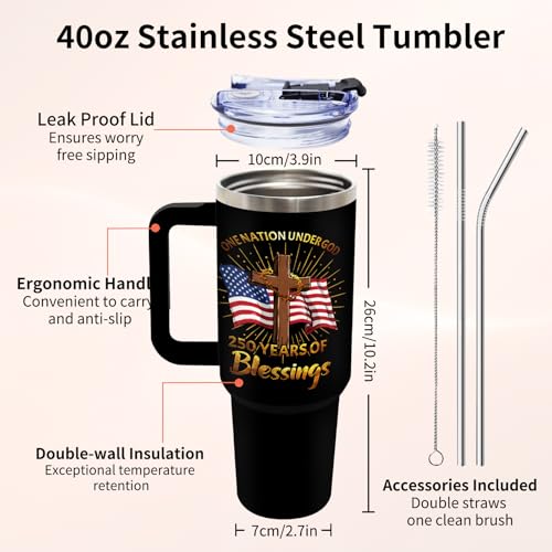 40oz Patriotic Stainless Steel Tumbler for 250th Anniversary USA Gift
