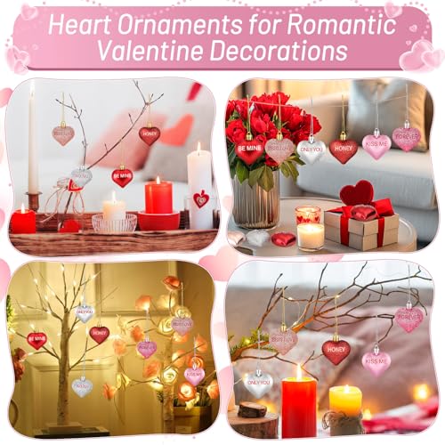 56PCS Heart Ornaments Set for Valentine's Day Decorations