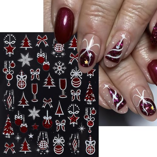 Christmas Nail Stickers 9 Sheets 3D Self-Adhesive Holiday Nail Art Decals