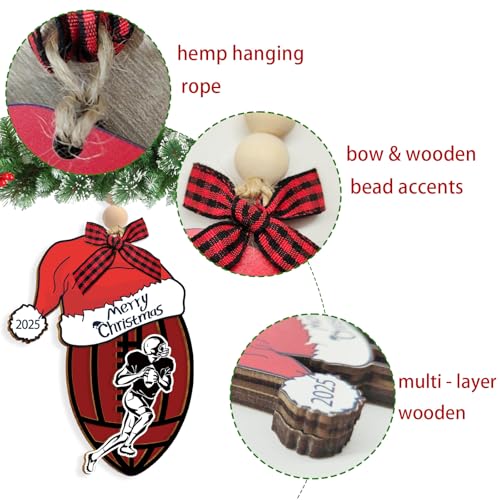 Personalized Football Christmas Ornament - Wooden Sports Gift