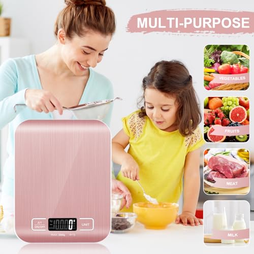SOYOK Digital Food Scale - 11lb Capacity, Pink, Accurate to 1g