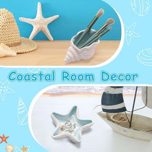 Coastal Blue Conch Jewelry Dish Tray - Ceramic Ring Holder