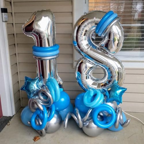 Silver Number 1 Balloon - 40 Inch Foil Mylar for 1st Birthday Party