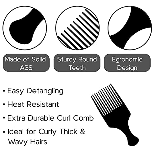 Boorika Afro Hair Pick Comb 7.5 Inch Wide Tooth Detangling Pack of 2