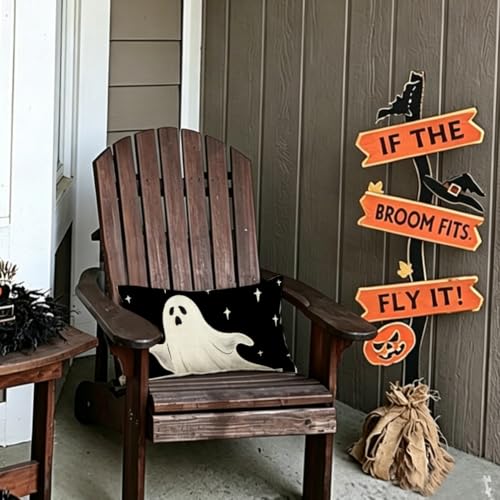 Halloween Throw Pillow Cover 12x20 - Spooky Ghost Design