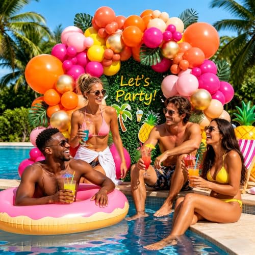 156-Piece Tropical Balloon Arch Kit for Luau and Birthday Party Decor