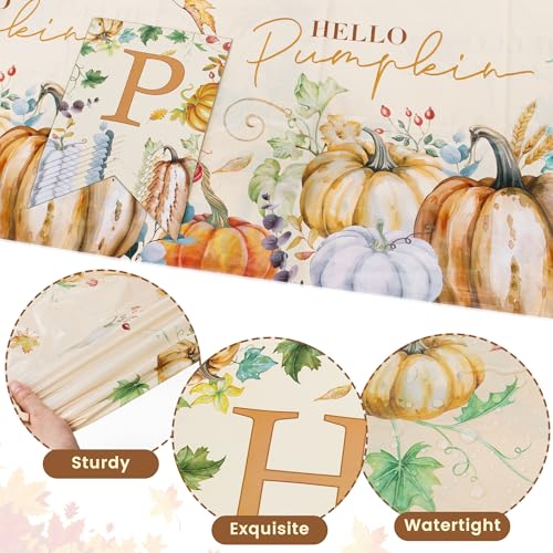 Thanksgiving Pumpkin Tablecloth & Banner Set - Disposable Fall Decor