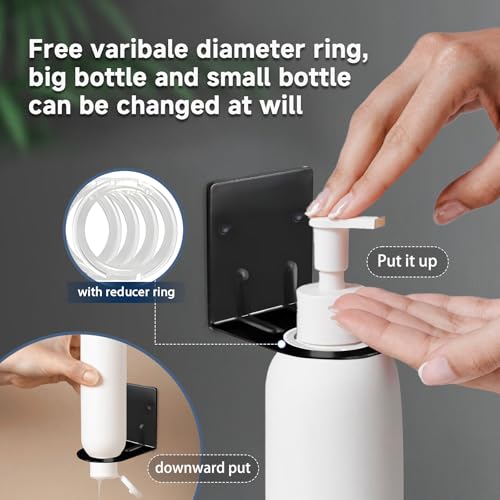 2pcs Black Wall-Mounted Soap Dispenser Holder - 304 Stainless Steel
