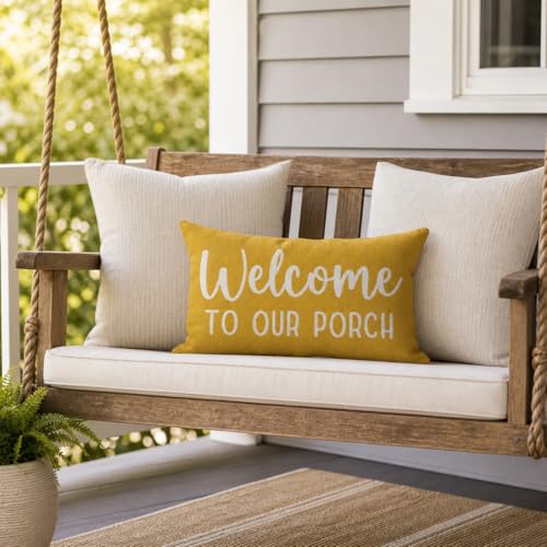 PANDICORN Yellow Farmhouse Throw Pillow Cover 12x20 Inch for Porch