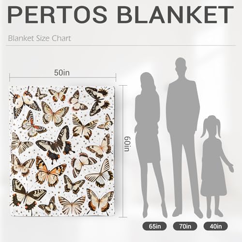 Jekeno White Butterfly Throw Blanket - Soft Flannel Fleece, 60x50 Inch