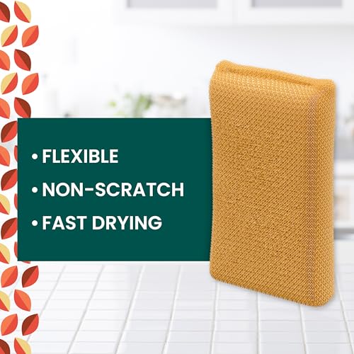 Scotch-Brite Harvest Dobie Dish Scrubbing Pads - 2 Pack, Non-Scratch Kitchen Sponges, Fast Drying, Seasonal Orange