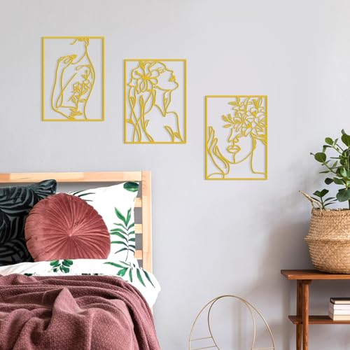 Minimalist Gold Wall Art Set - 3 Elegant Female Body Silhouettes