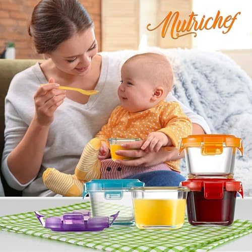 NutriChef 24-Piece Glass Food Storage Containers Set - Stackable, Microwave & Dishwasher Safe, 4.48oz