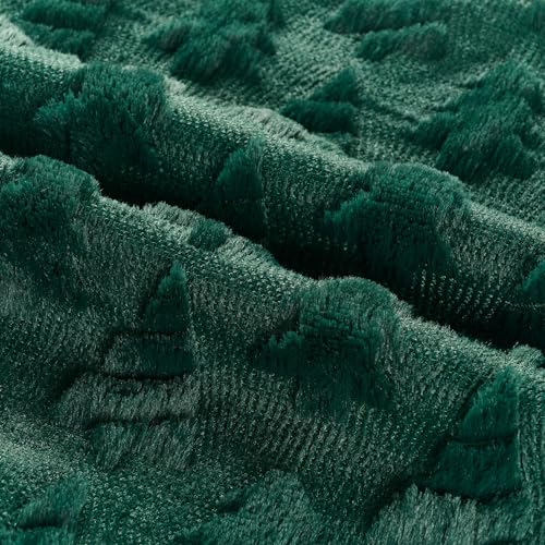 Christmas Tree Faux Fur Pillow Covers Set of 2 18x18 Dark Green Winter Decor