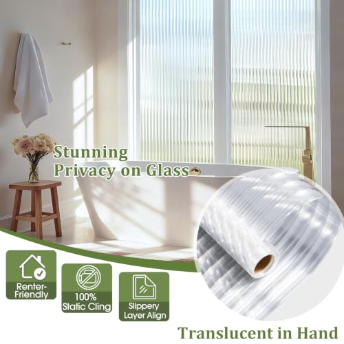 Beautyhero 3D Reeded Glass Window Privacy Film - 17.5 x 78.7''